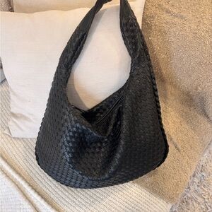 Black Woven Hobo Bag